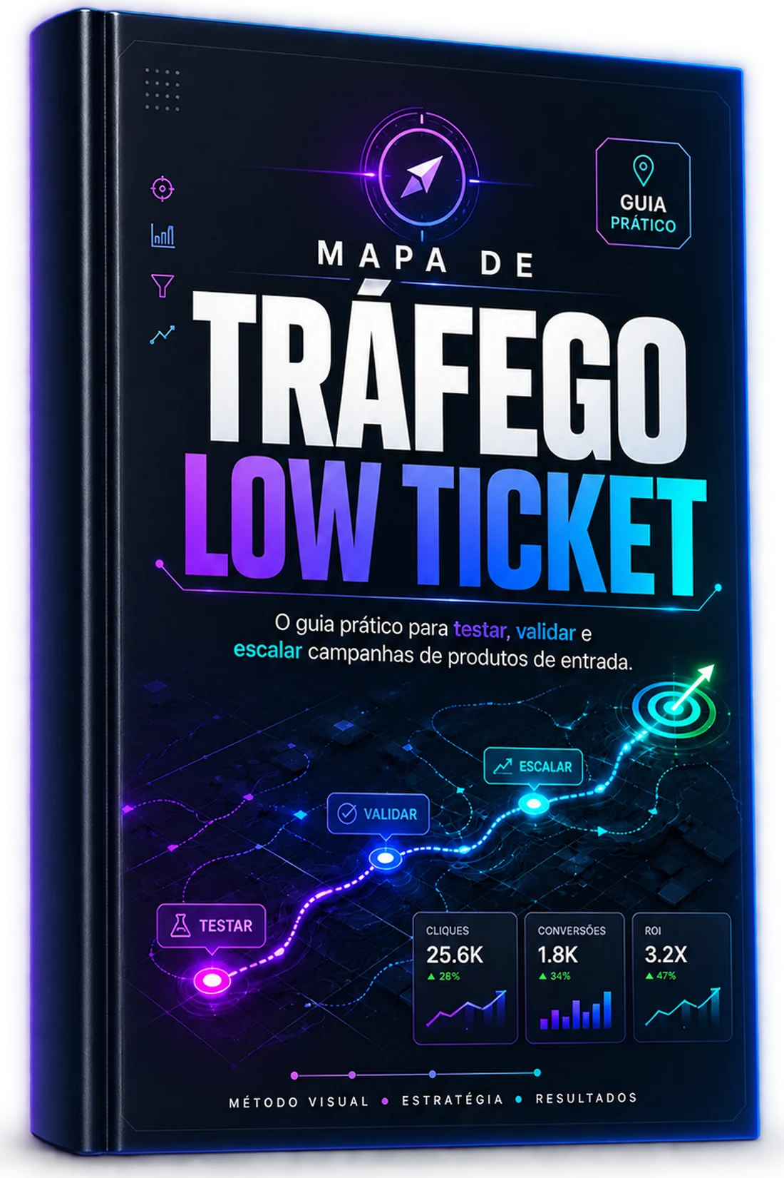E-book Mapa de Tráfego Low Ticket com páginas no tablet e no celular